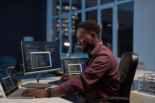 Young man working at his computer